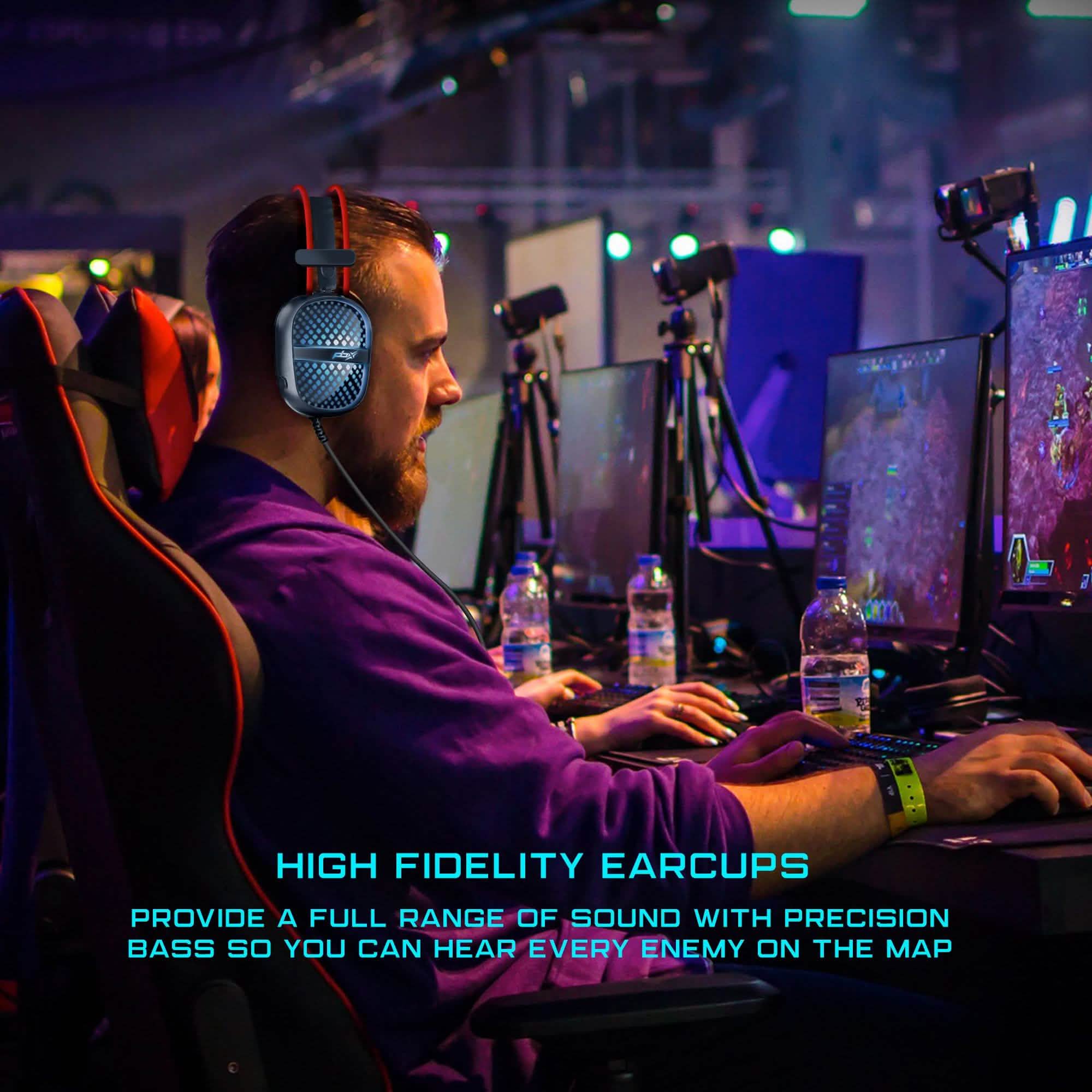 PBX Pulse 7 Elite Comfort Gaming Headset | Over-Ear LED Headphones with Mic