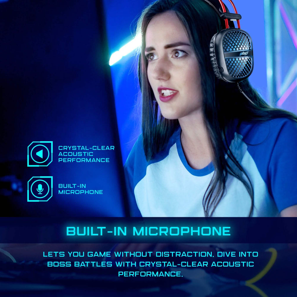 PBX Pulse 7 Elite Comfort Gaming Headset | Over-Ear LED Headphones with Mic