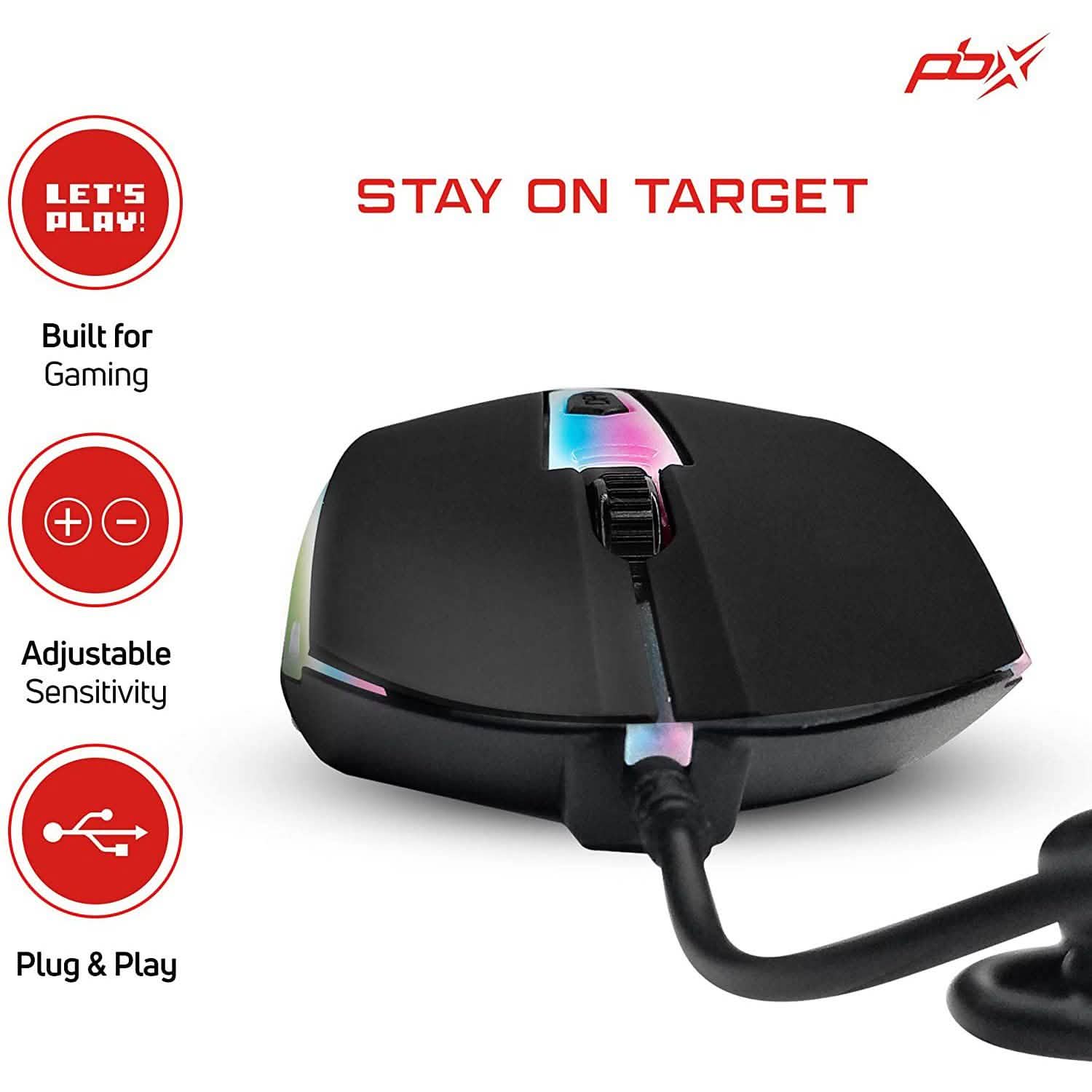 PBX Soldier Wired Gaming Mouse with 4 Optimized Buttons, 3 Levels of DPI