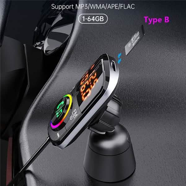 PD18W and QC3.0 Bluetooth 5.0 Car Radio Adapter Dual Fast Charging Port Wireless FM Audio Hands Free Car Kit Receiver