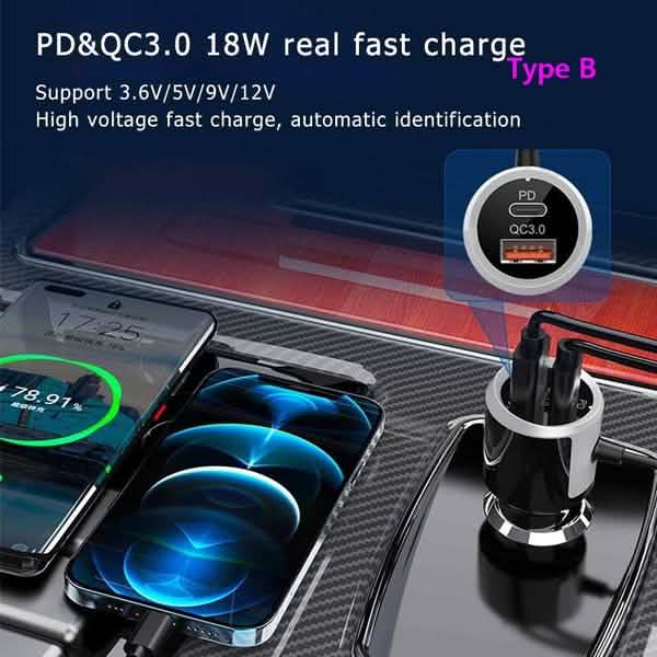 PD18W and QC3.0 Bluetooth 5.0 Car Radio Adapter Dual Fast Charging Port Wireless FM Audio Hands Free Car Kit Receiver