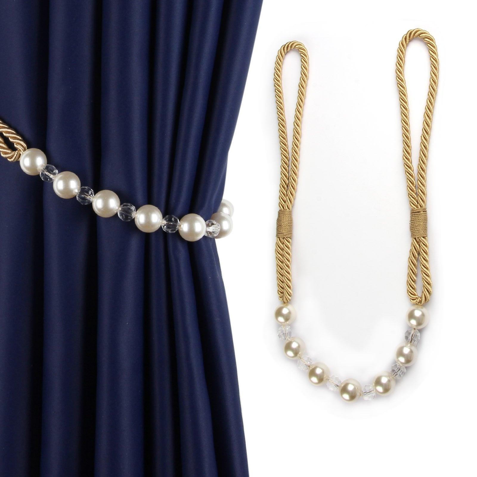 Pearl Curtain Tieback Bling Pearl Bandage Accessories Curtains Holder Buckle Tie Rope Home Decorative Curtain Tieback Decorative Drapery Holdbacks Rope Holder For Home Office 53cm