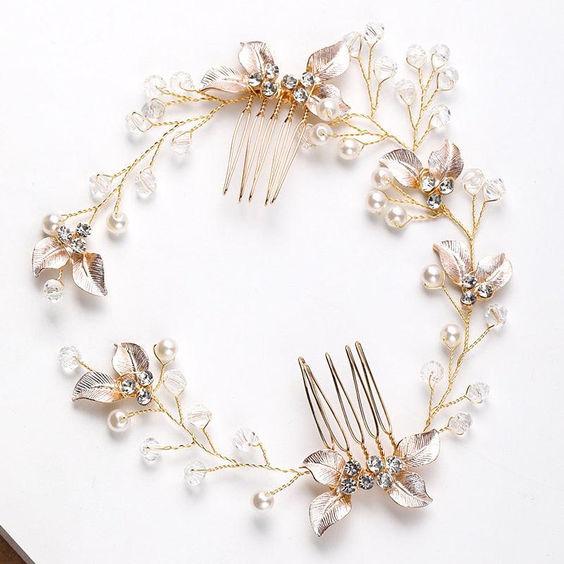 Pearl Leaf Comb Headband Hair Accessories For Women Tiara Headband Wedding Accessories Headband on the head Gorgeous Hair Accessories For Women