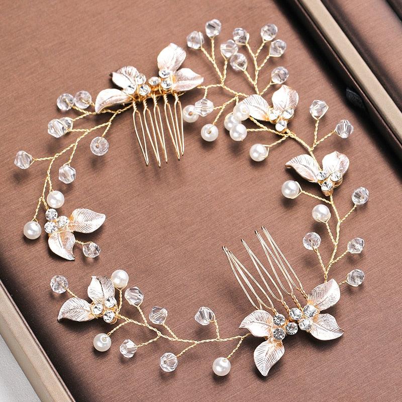 Pearl Leaf Comb Headband Hair Accessories For Women Tiara Headband Wedding Accessories Headband on the head Gorgeous Hair Accessories For Women