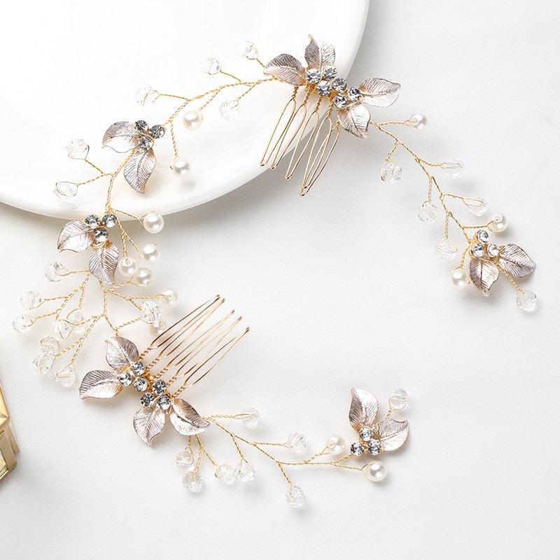 Pearl Leaf Comb Headband Hair Accessories For Women Tiara Headband Wedding Accessories Headband on the head Gorgeous Hair Accessories For Women