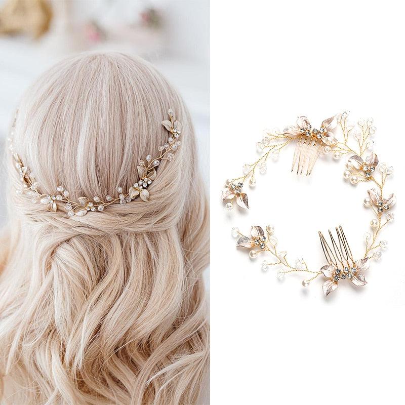 Pearl Leaf Comb Headband Hair Accessories For Women Tiara Headband Wedding Accessories Headband on the head Gorgeous Hair Accessories For Women