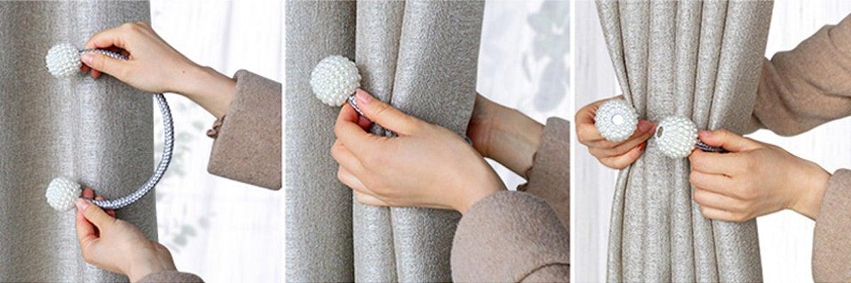 Pearl Magnetic Curtain Clip Curtain Holder Tieback Buckle Clips Hanging Ball Buckle Tie Back Curtain Accessories Home Decor  Decorative Curtain Holdbacks Crystal Tie Backs For Curtains Curtain Holders For Window Draperies