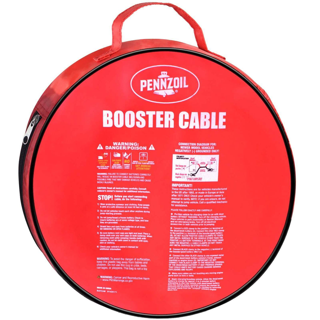 Pennzoil Jumper Cable 4 Gauge 25 Feet Heavy Duty Battery Booster with Travel Bag