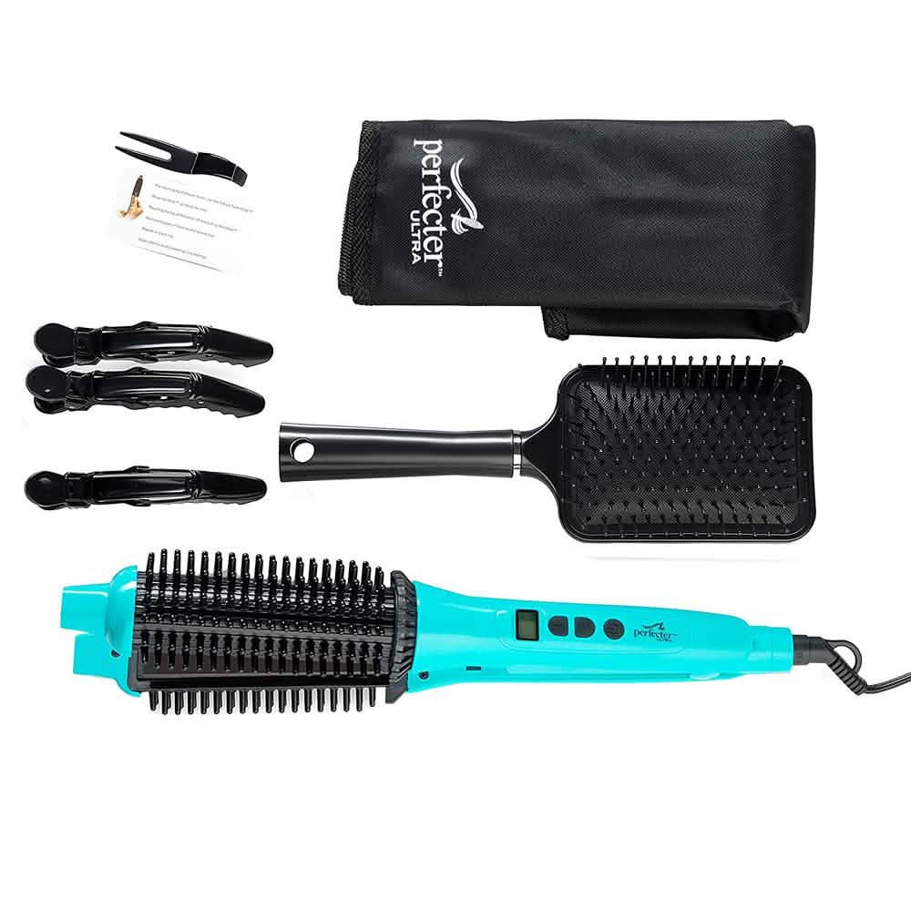 Perfecter Flat Iron Hair Straightener & Hot Round Brush 2-in-1