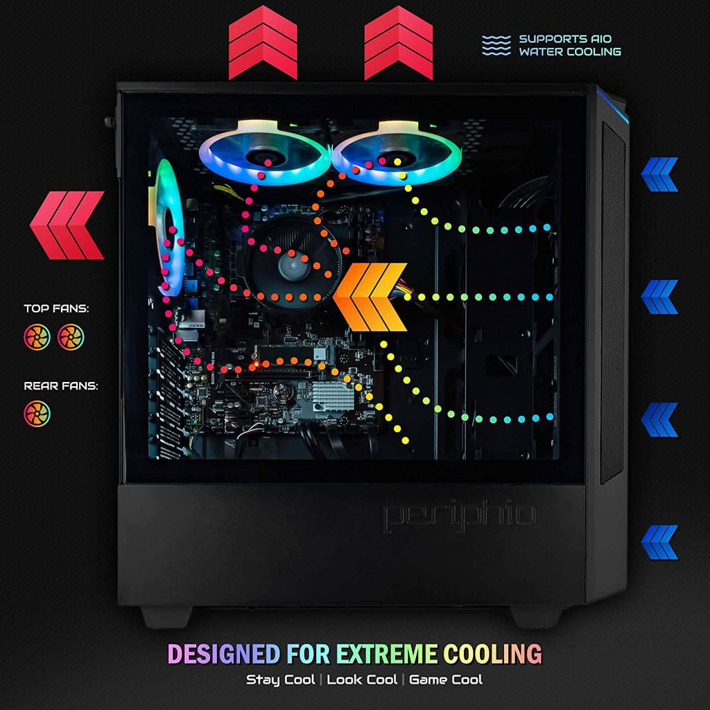 Periphio Reaper Gaming PC Computer 16GB DDR4 RAM 240GB SSD + 1TB HDD (Refurbished)