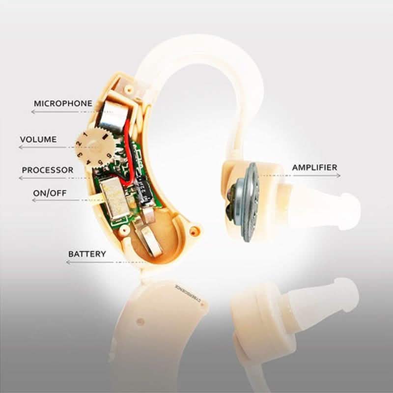 Personal Sound Amplifier Hearing Aid with Protective Case
