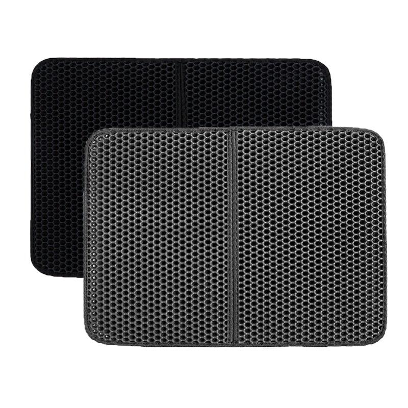 Pet Cat Litter Mat Waterproof Double Layer Cat Litter Trapping Pet Litter Box Mat Clean Pad Products For Cats Accessories Cat Litter Mat Trapping for Litter Box No-Toxic & Super Size  Urine & Waterproof Honeycomb Double Layer Anti Tracking Mats