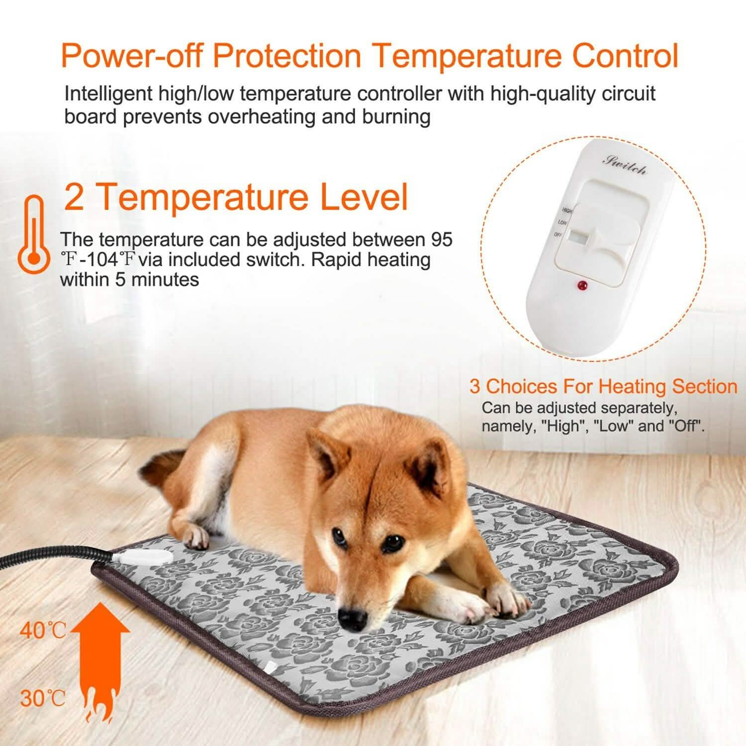 Pet Heating Mat Waterproof Adjustable