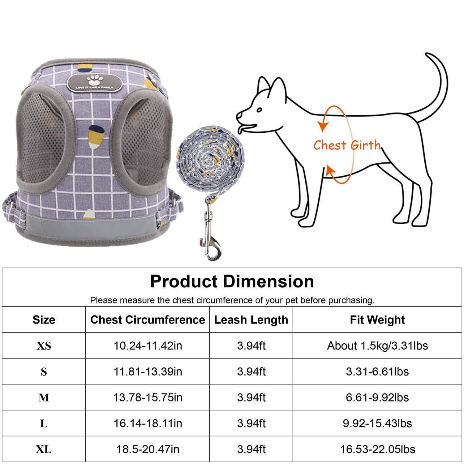 Pet Mesh Harness Dog Leash Puppy Vest