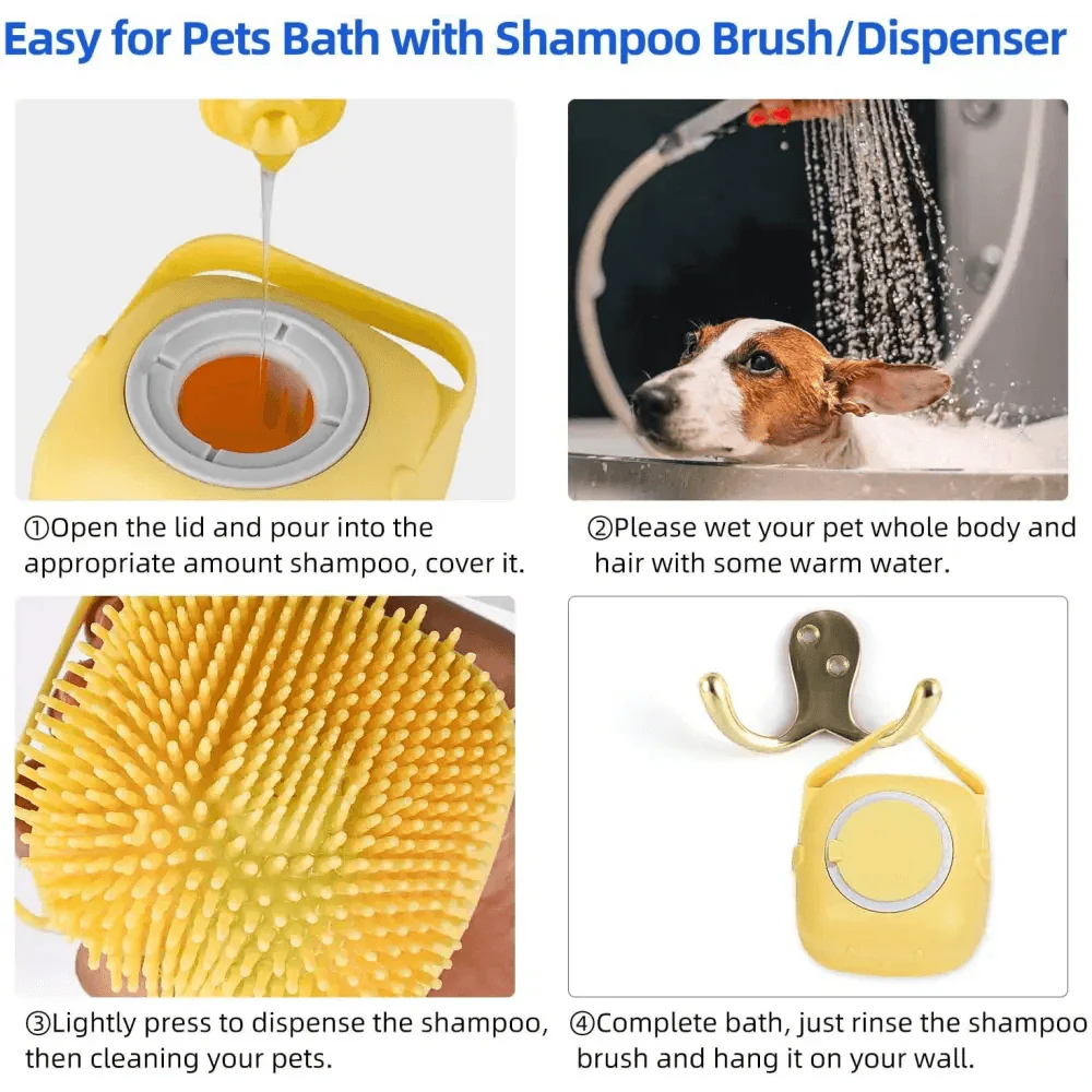 Pet Silicone Shampoo Bath Brush Massage Rubber Comb Bathing Shampoo Colorful Massager For Dogs
