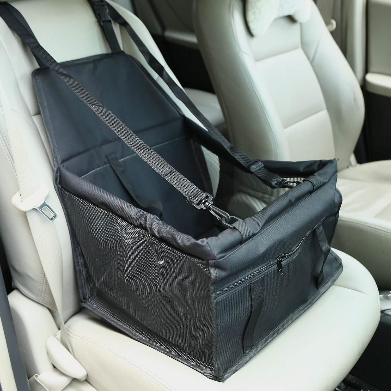 Pet Travel Carrier with Clip-On Safety Leash Zipper Storage Pocket for Pets up to 20lbs