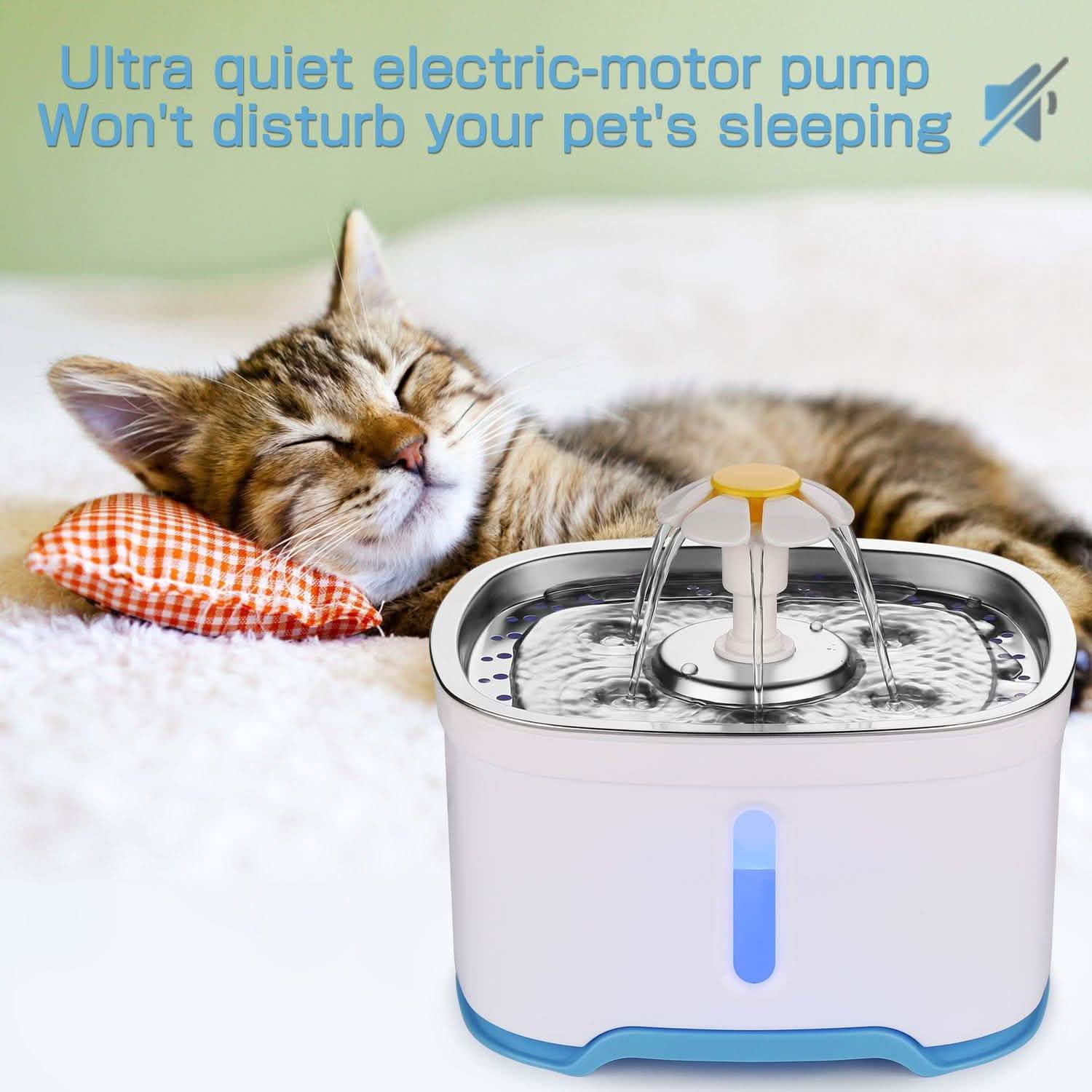 Pet Water Dispenser Fountain Cat Dog LED Light Drinking 2 Spray Heads