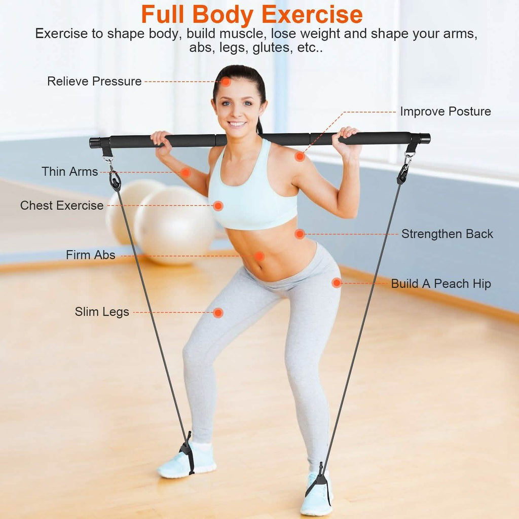 Pilates Bar Kit with 4 Resistance Bands