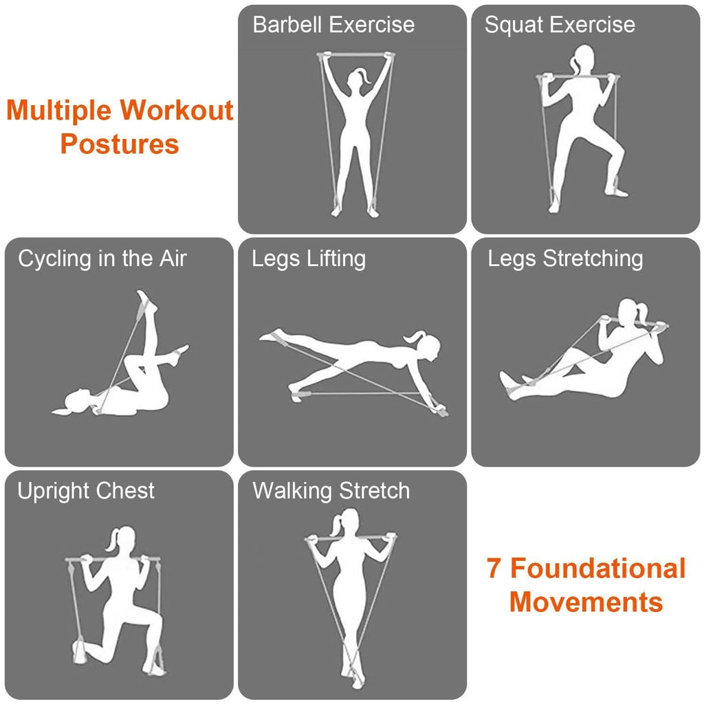 Pilates Bar Kit with 4 Resistance Bands