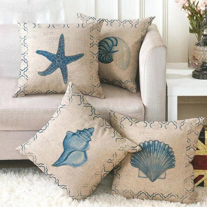 Pillowcase Sofa Cushion Cover Decoration Linen Pillow Case Higher Quality Marine Sea Life Pillow Covers Cases Super Soft Square Cushion Decorative Pillow Pattern Sofa Pillow Cover Couch Pillow 45x45CM