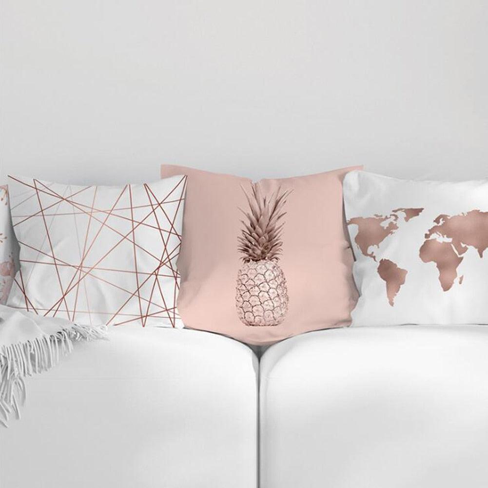 Pink Geometric Decorative Pillow Cushion Covers Polyester Pillow Case Home Pillowcase Decorative Pillowcase For Sofa Cute Charming Home Decor Cushion Cover