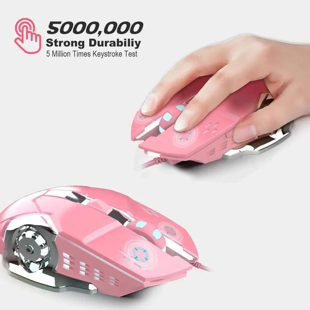 Pink Girly Gaming Mouse 3200DPI Backlight Adjustable 4 Level DPI Wired Women's Mice For Gamers