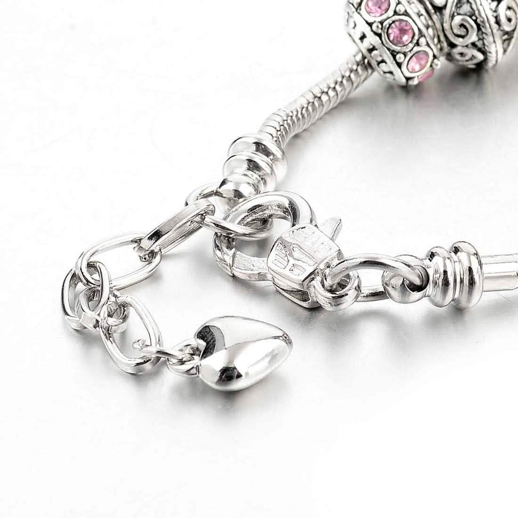 Pink Swarovski Elements Crystal And Heart Charm