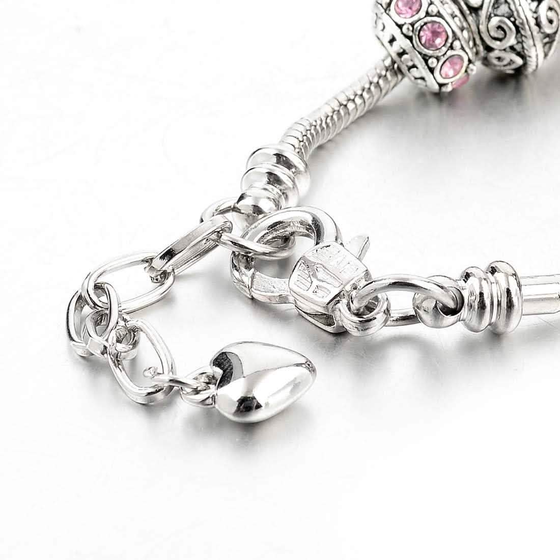 Pink Swarovski Elements Crystal And Heart Charm