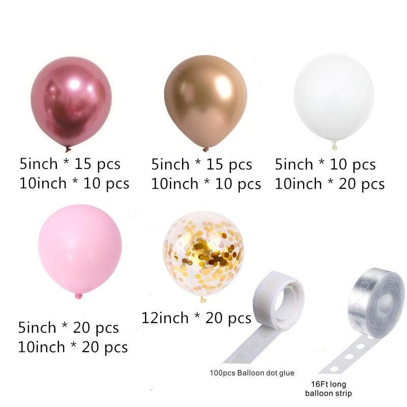 Pink White And Gold Balloon Garland Arch Kit For Bridal Shower Wedding Decors Baby Shower Party Decoration For Girls Birthday