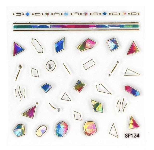Plant Laser Abstract Lady Face Nail Decals Sliders Paper Art Decor Gel Polish Sticker Manicure Foils 3D Rhinestone Sticker Fun Nail Art Stickers Decal 3D Self-Adhesive Abstract Face Curve Graffiti Nail Design for Acrylic Nail Supplies