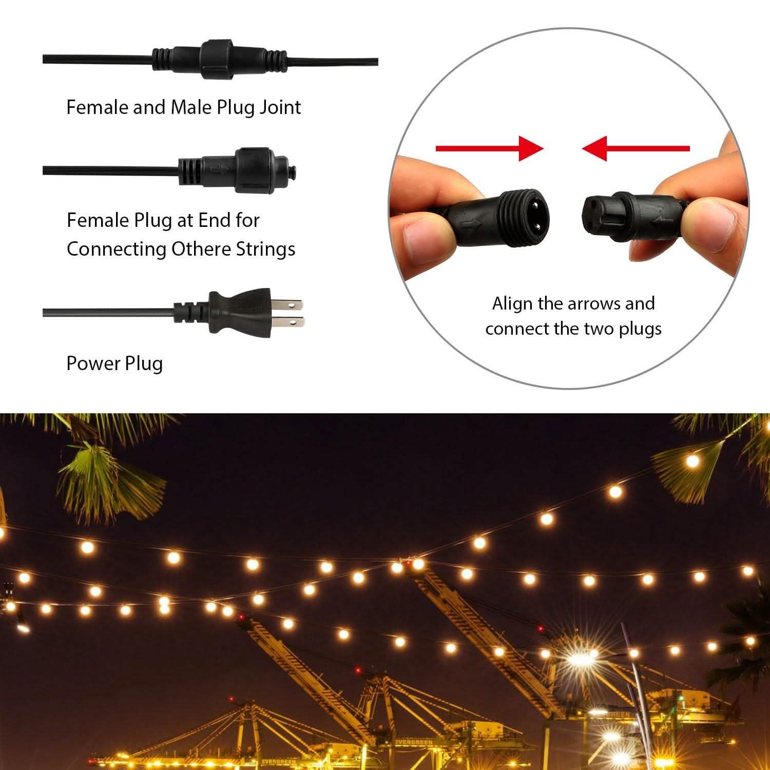 Plug-in Globe String Light Warm White Fairy Light Bulbs
