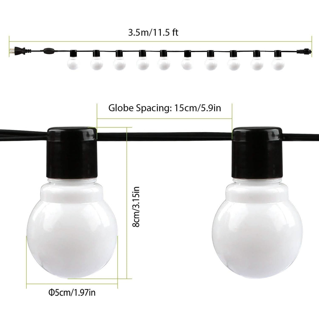 Plug-in Globe String Light Warm White Fairy Light Bulbs