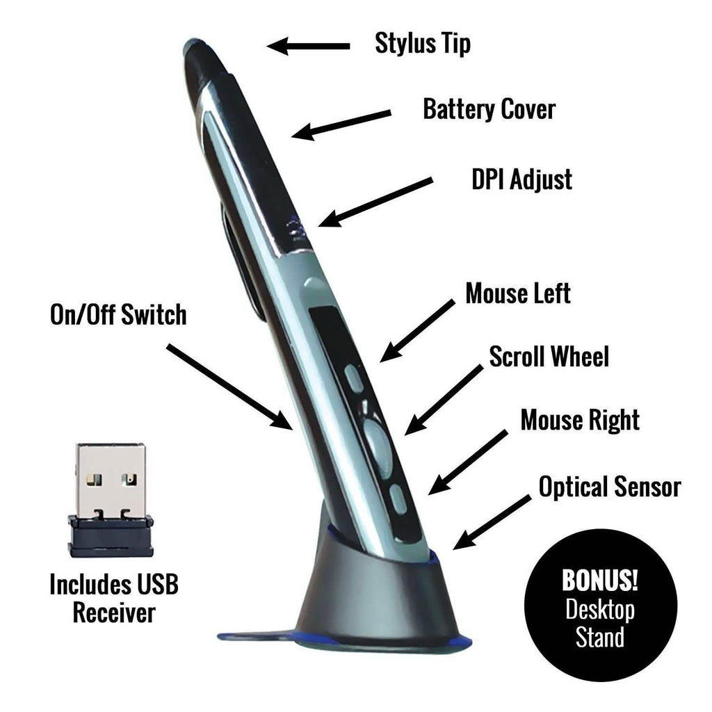 Pocket Mouse Wireless Optical Digital Pen Mouse & Stylus