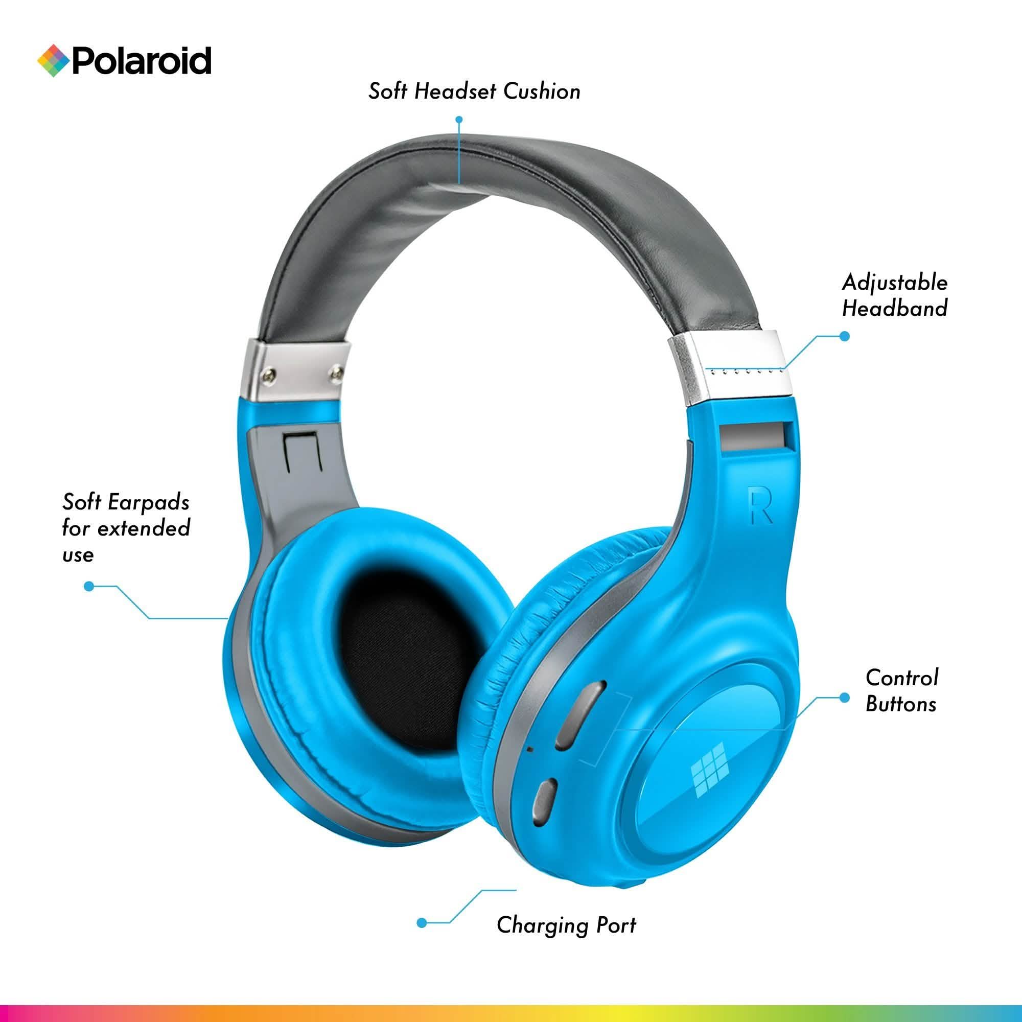 Polaroid Bluetooth Wireless Headphones - Dynamic Stereo Headset with Microphone