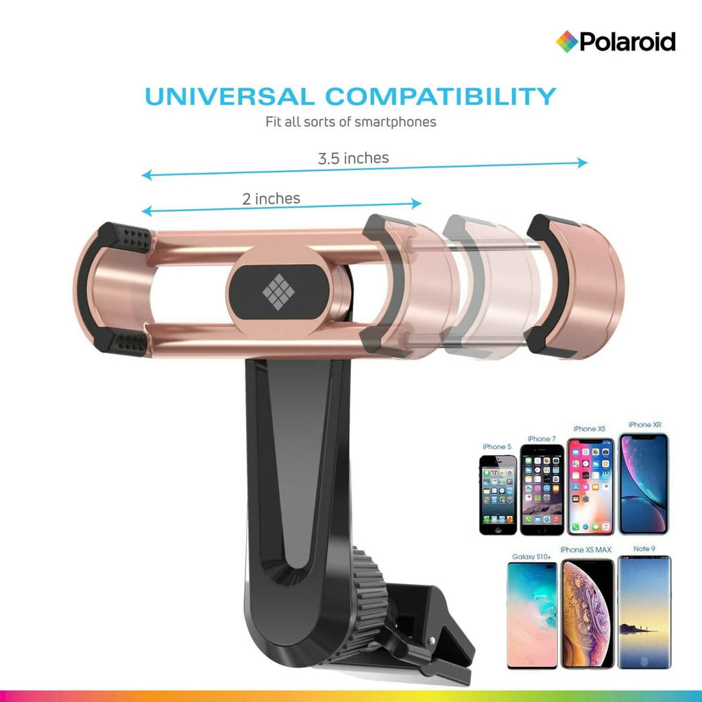 Polaroid Cell Phone Holder Car Mount - Air Vent Clip for Mobile Devices