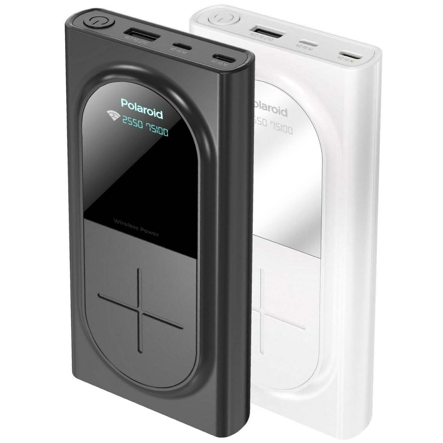 Polaroid Portable Wireless Power Bank - 10000mAh, USB Charging, Digital Display