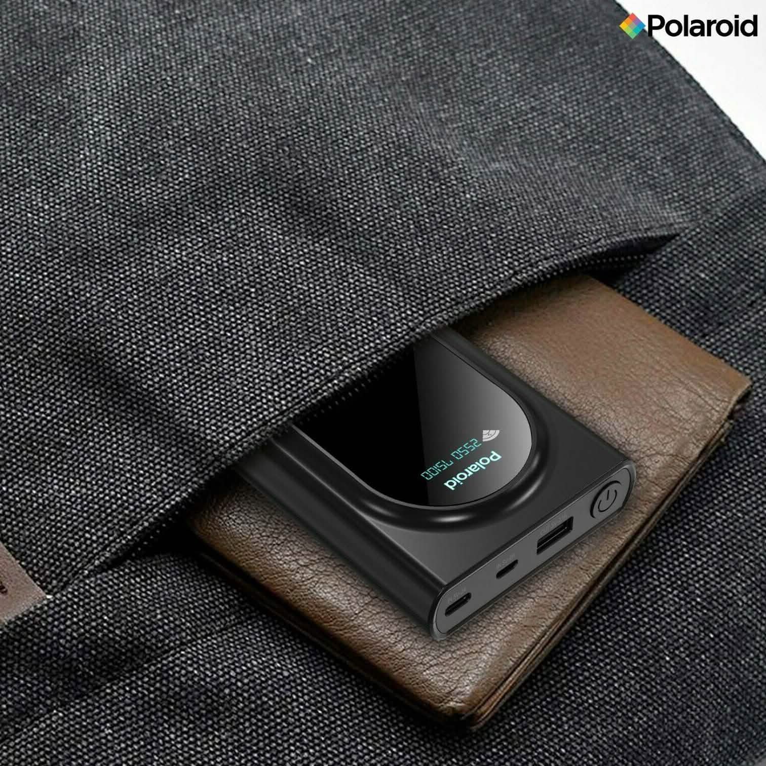 Polaroid Portable Wireless Power Bank - 10000mAh, USB Charging, Digital Display