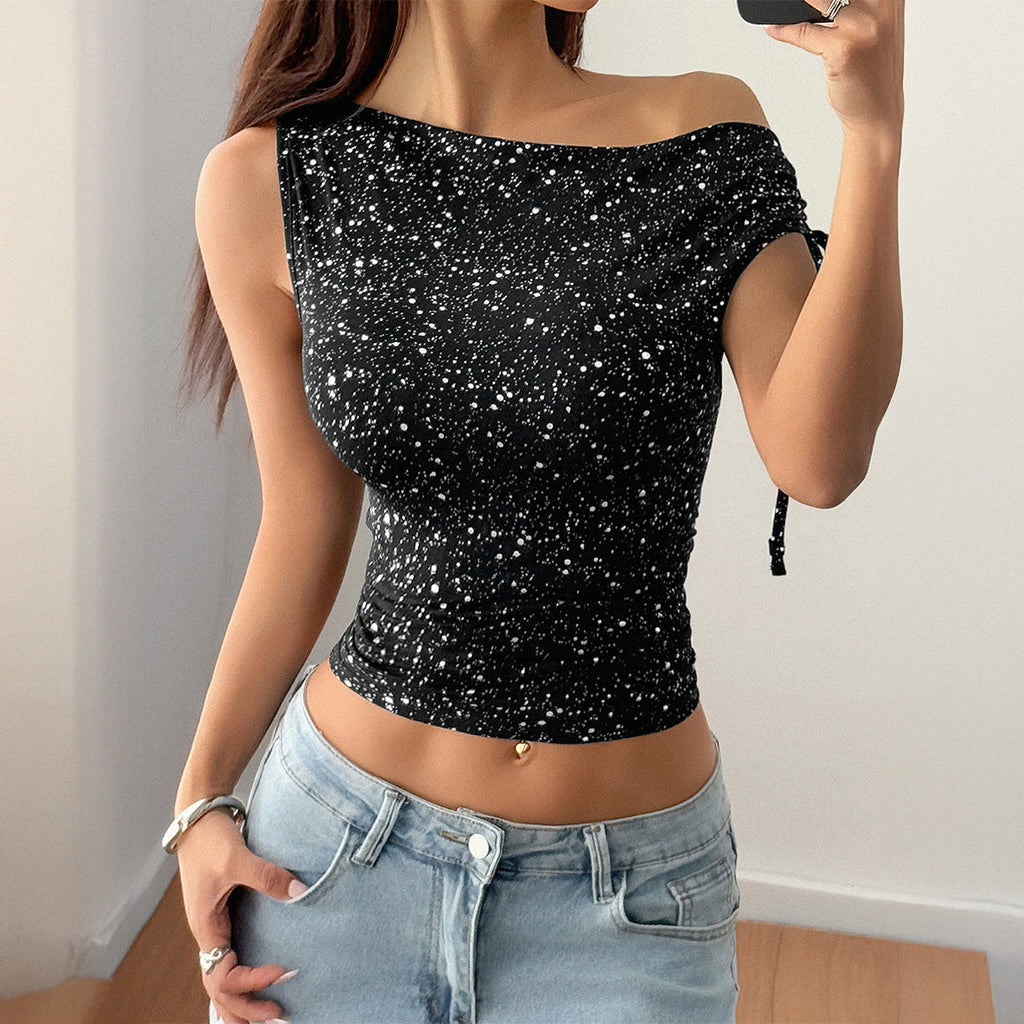 Polka dot sleeveless vest women's T-shirt