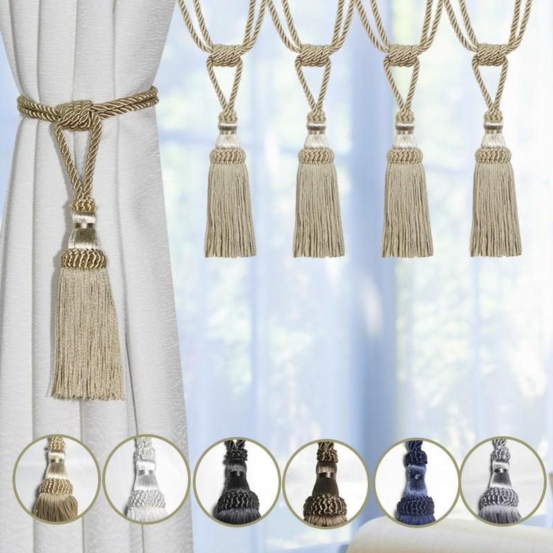 Polyester Tassel Curtain Tieback Handmade Hanging Tassels Fringe Curtains Holder Buckle Rope Decor Room Accessories European Style High-Grade Curtains Tieback Rope Tassel Holdbacks
