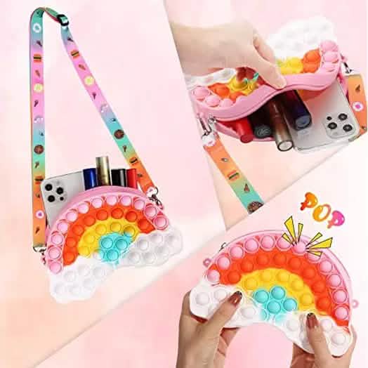 Pop Fidget Toys Rainbow Shoulder Bag