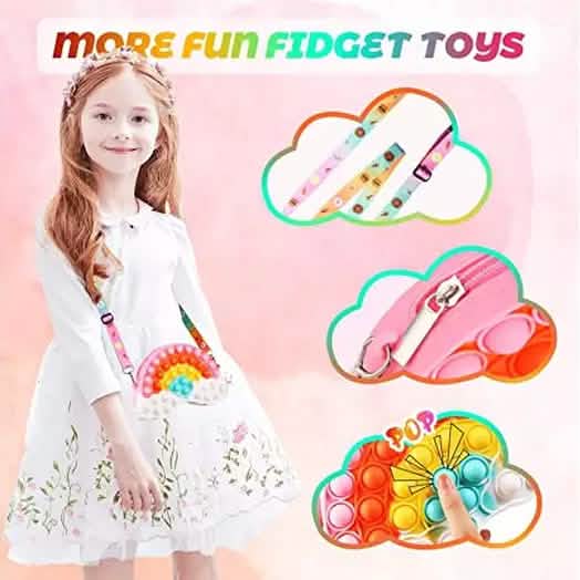 Pop Fidget Toys Rainbow Shoulder Bag