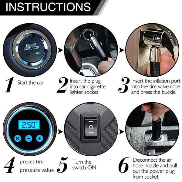 Portable Air Compressor Pump Tire Inflator