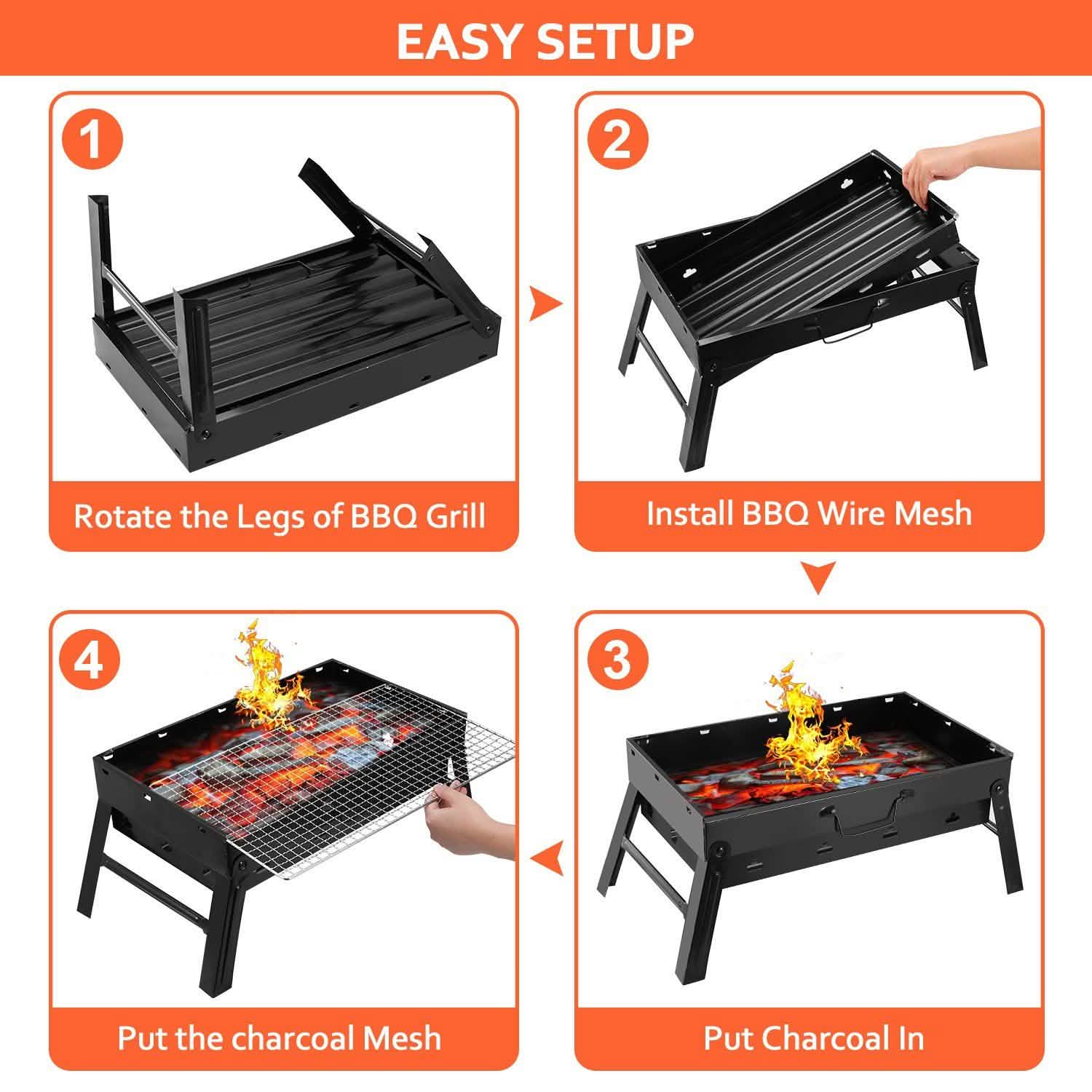 Portable Barbecue Grill Foldable Charcoal