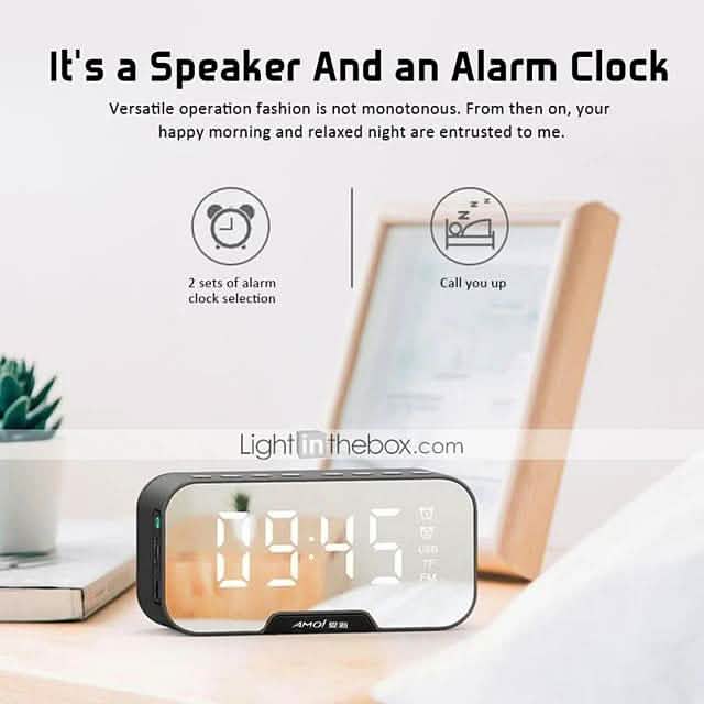 Portable Bluetooth Speaker Mirror Alarm Clock