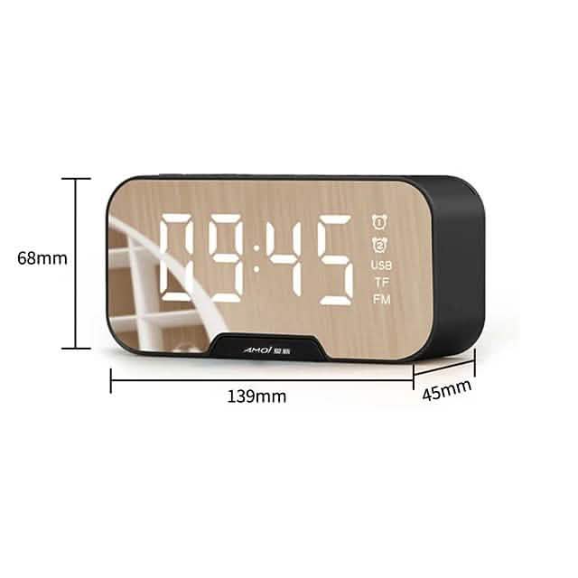 Portable Bluetooth Speaker Mirror Alarm Clock