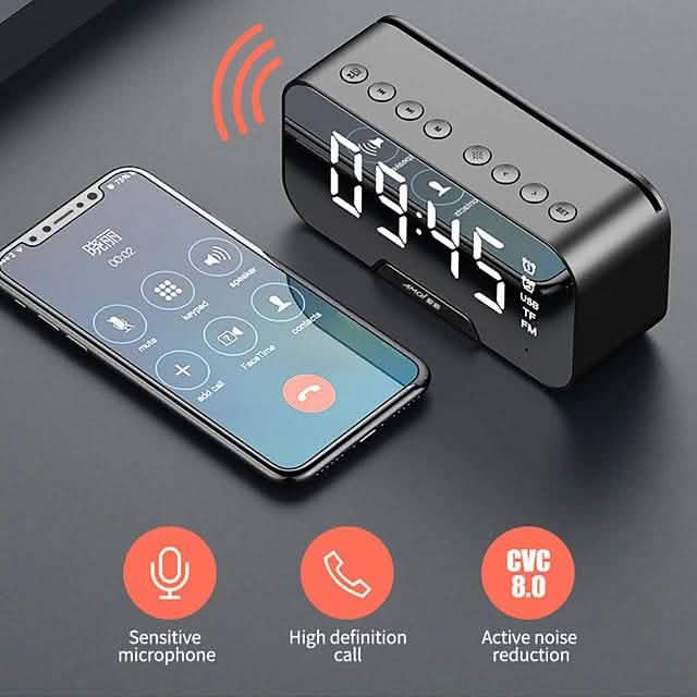 Portable Bluetooth Speaker Mirror Alarm Clock