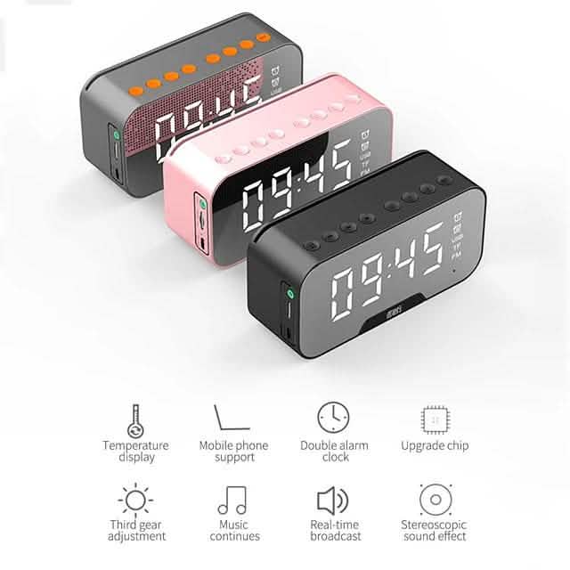 Portable Bluetooth Speaker Mirror Alarm Clock
