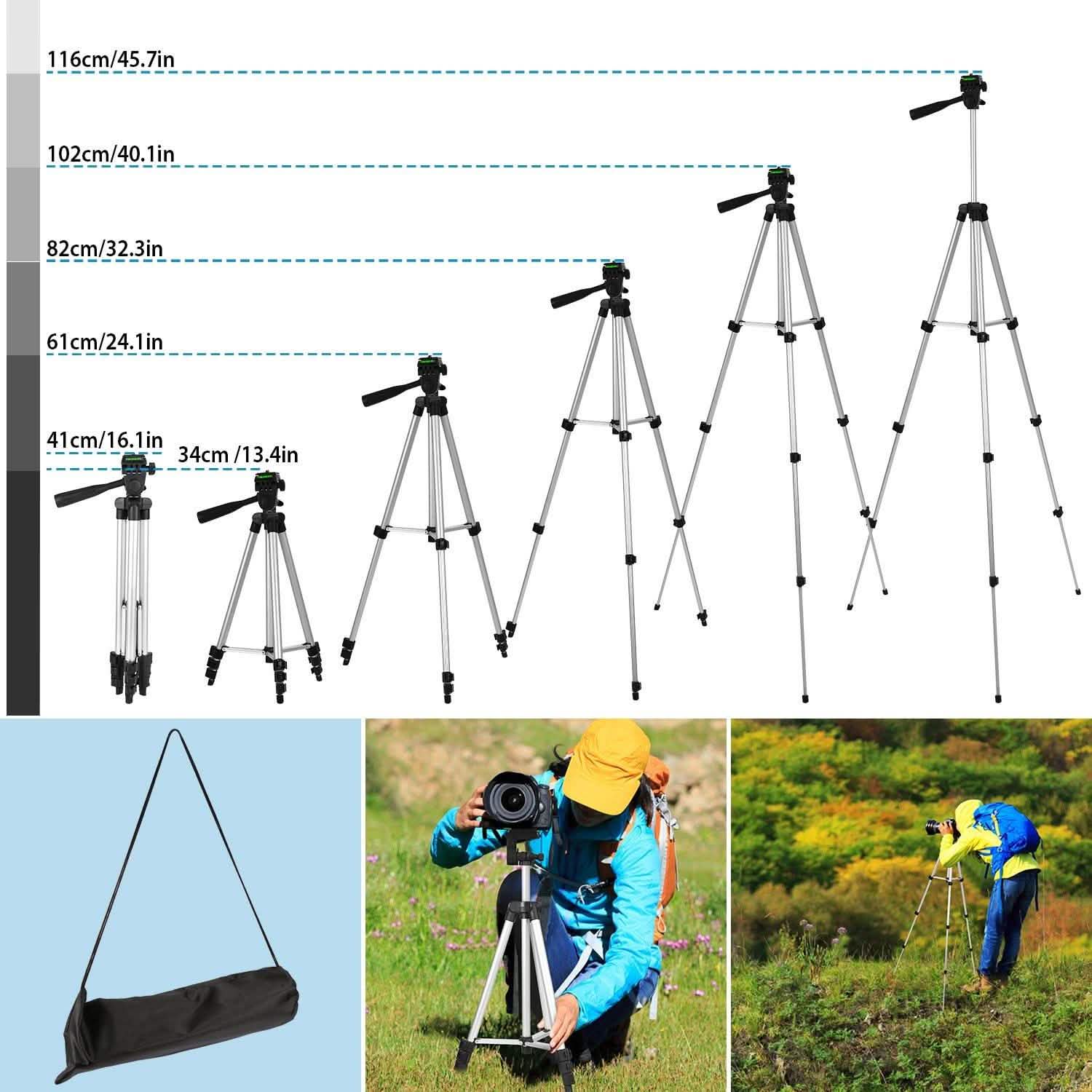 Portable Camera Tripod 45" Adjustable Camera Stand