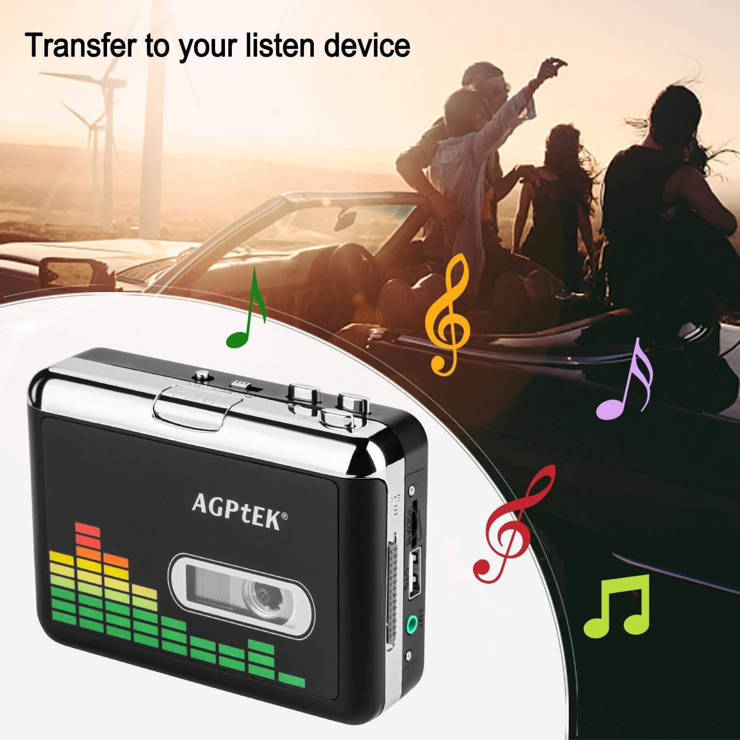 Portable Cassette Audio Music Player Tape-To-MP3 Converter Cassette Recorder