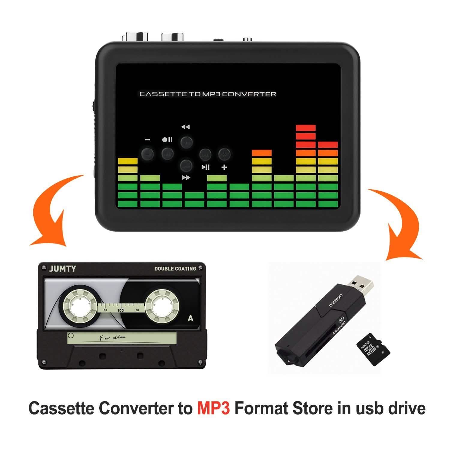 Portable Cassette Audio Music Player Tape-To-MP3 Converter Cassette Recorder